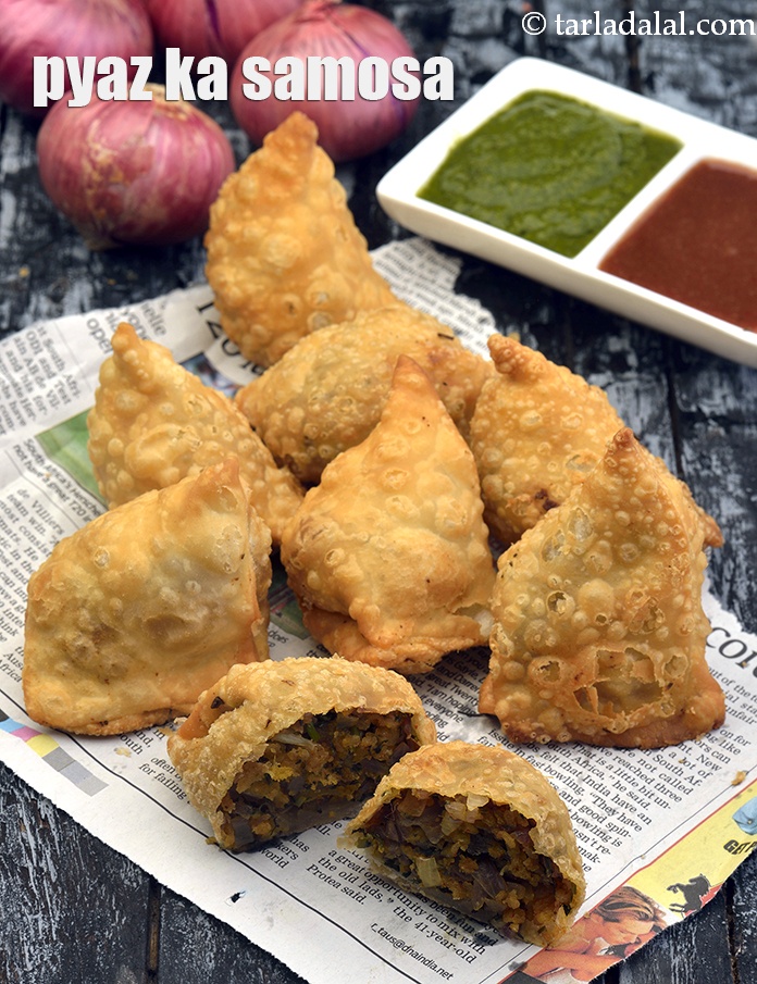 Pyaz Ke Samose, Onion Samosa Recipe, Indian Chaat Recipes