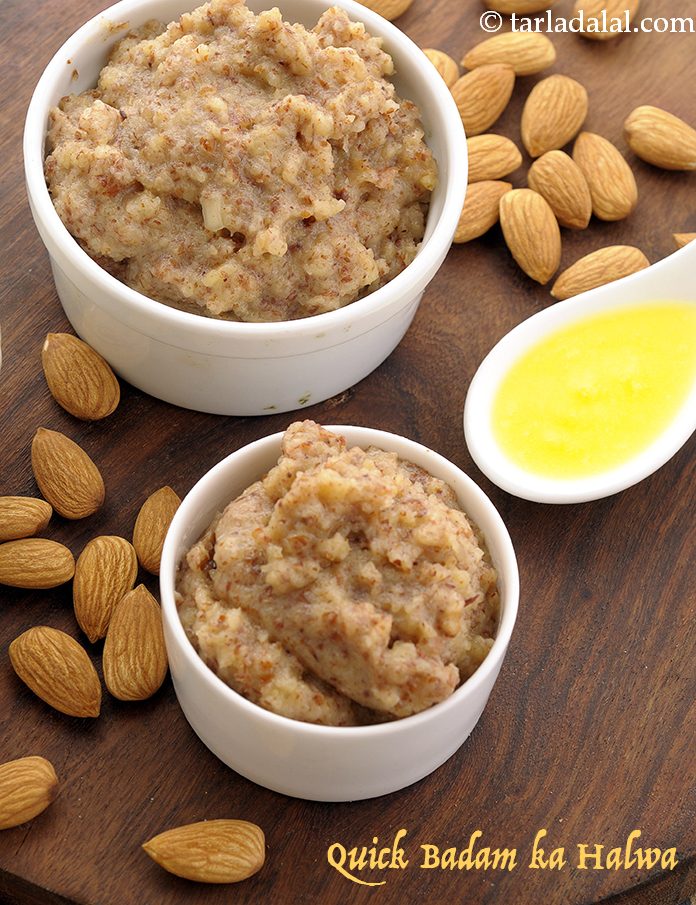 quick badam ka halwa recipe | quick almond sheera |