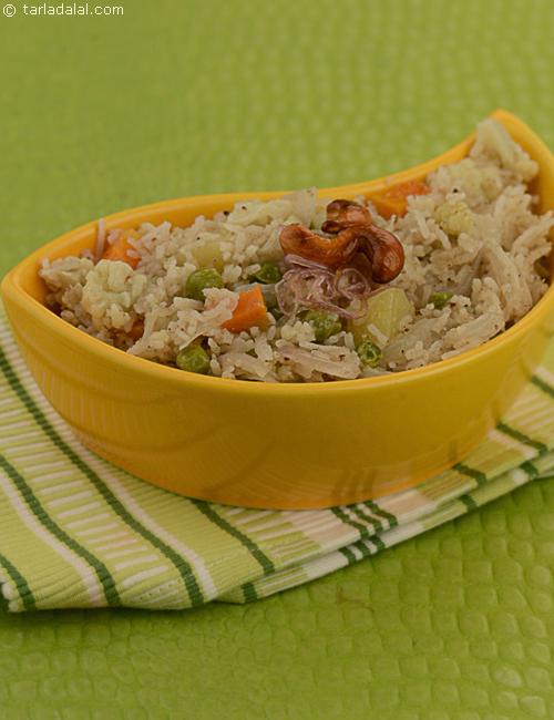 Savoury Rice with Vegetables ( Microwave Recipe ), Indian Microwave Recipes