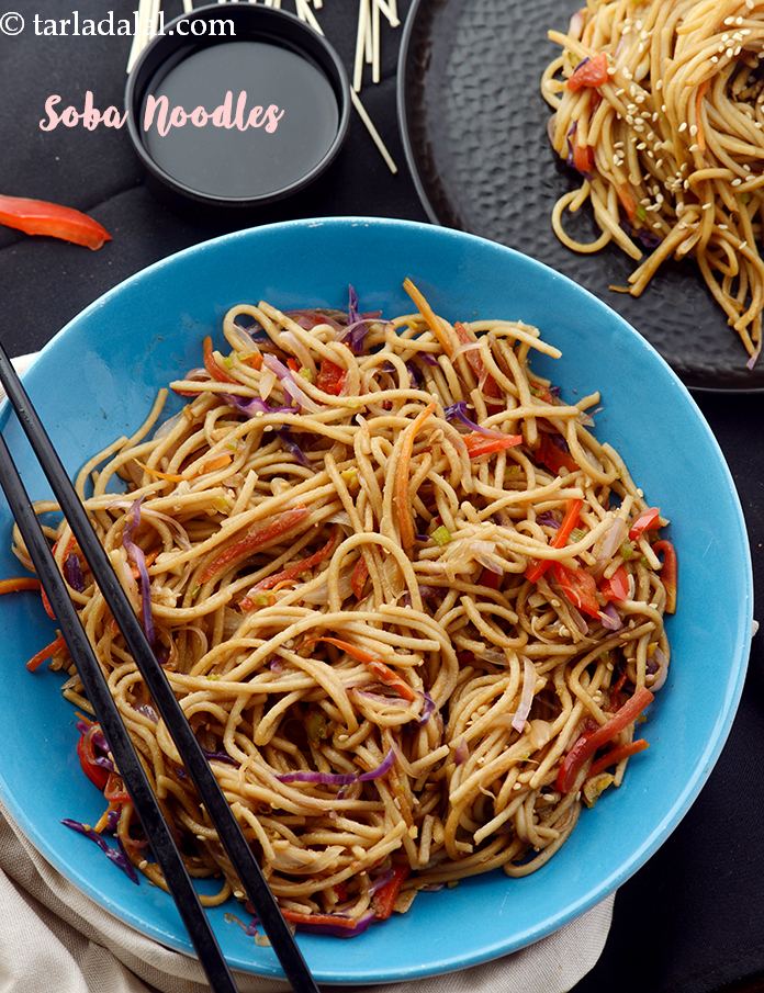 veg soba noodles recipe | Indian style soba noodles | eggless veg buckwheat noodles |