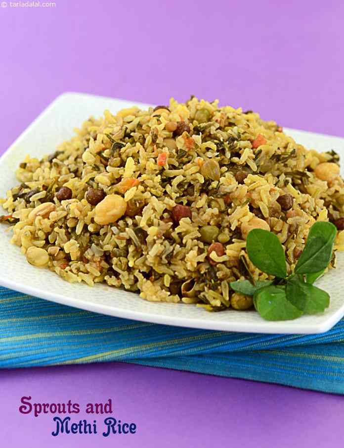 स्प्राउट्स एण्ड मेथी राईस रेसिपी, Sprouts and Methi Rice Recipe In Hindi