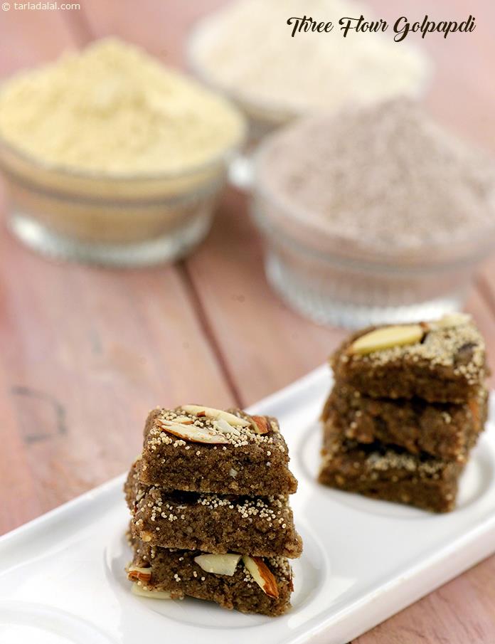 Three Flour Golpapdi recipe, Indian Pregnancy Recipes