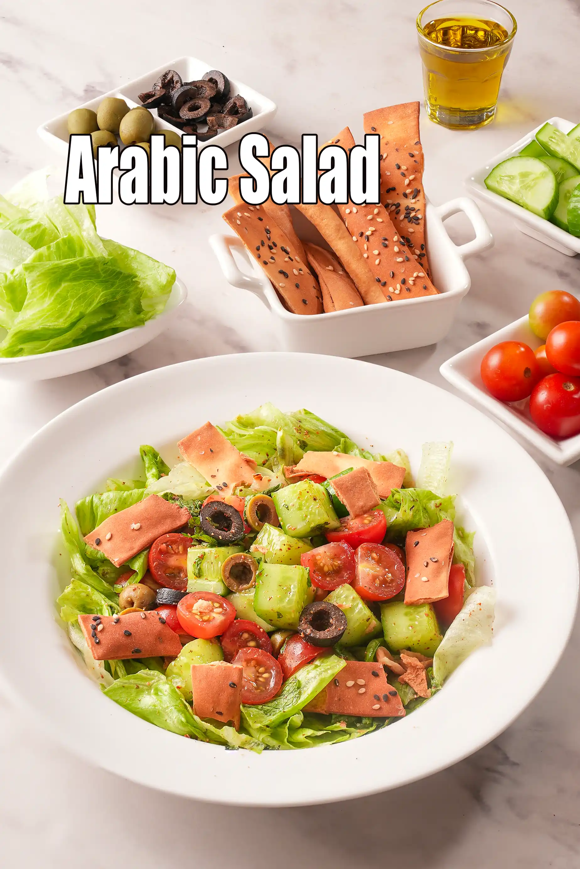 Arabic Salad recipe | Lebanese salad Recipe |  Simple Middle Eastern Vegetarian Salad |