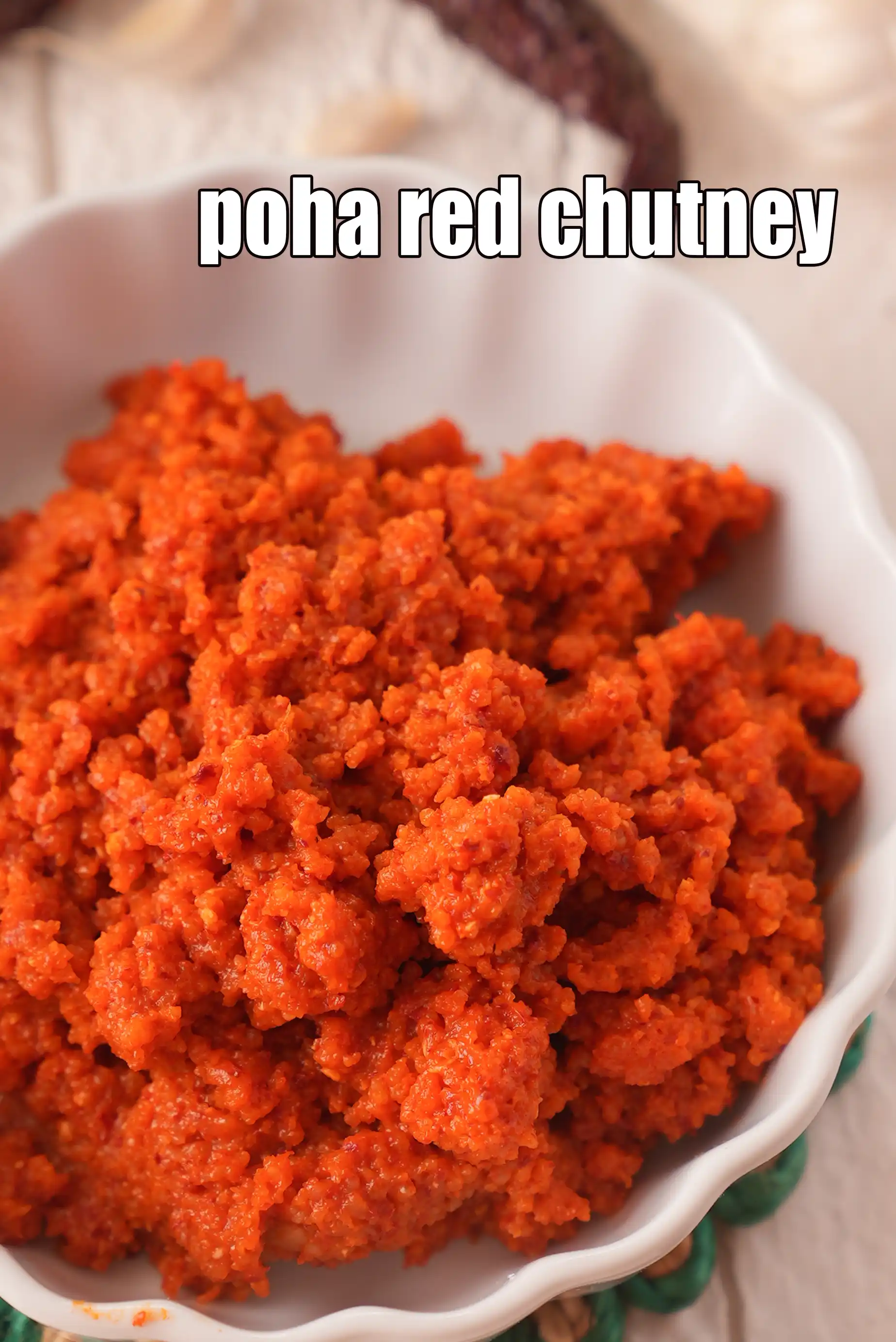 poha red chutney recipe | red chutney for bhakri, paratha |