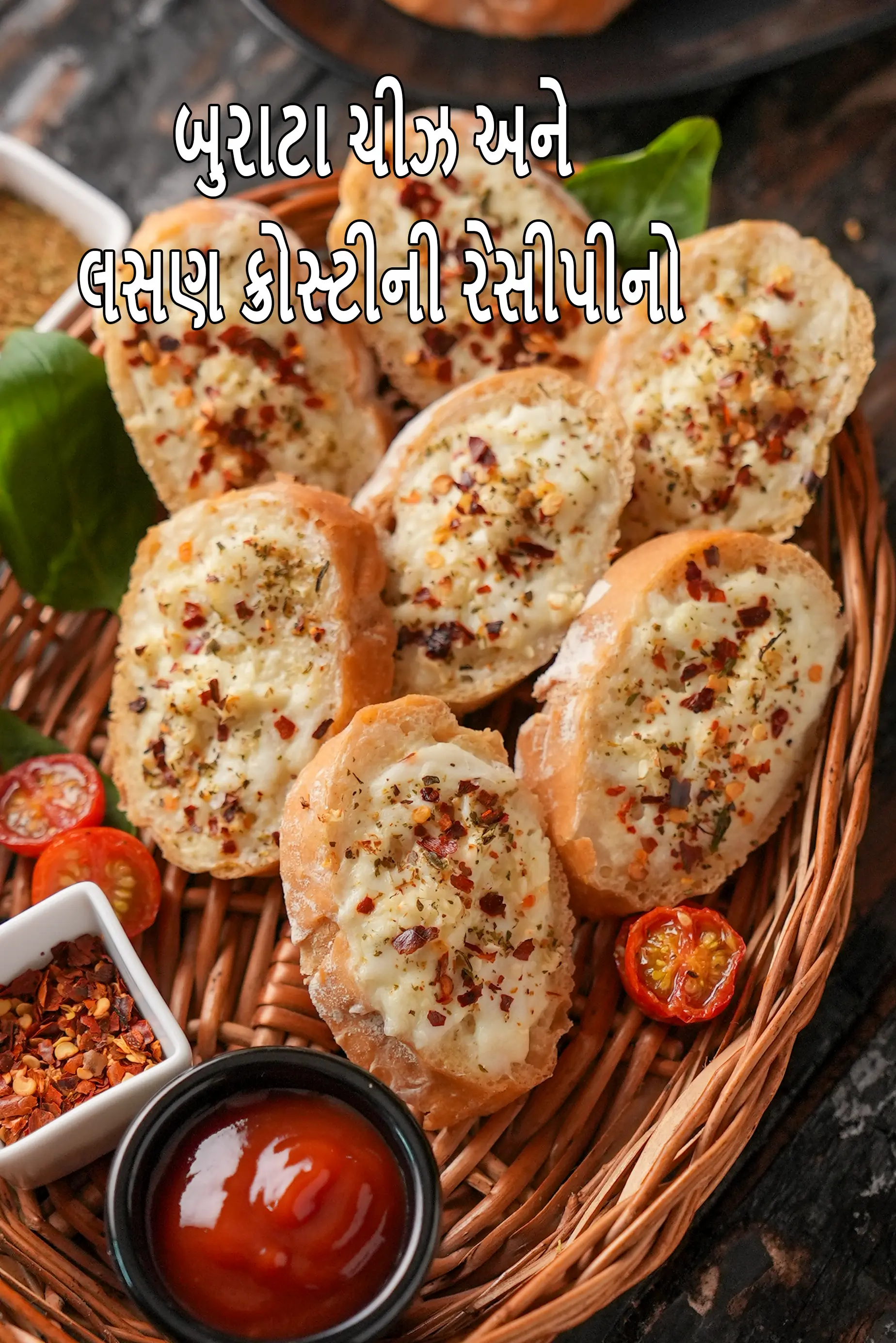 બુરાતા ચીઝ અને ગાર્લિકની ક્રોસ્ટીની ની રેસીપી