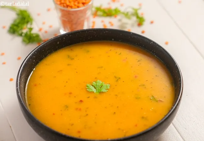 red lentil soup recipe | zero oil Indian style red lentil vegetable soup | heart friendly red lentil soup for weight loss