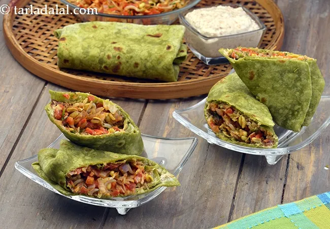 spinach tahini wrap recipe | healthy spinach wrap Indian style | spinach wrap with tahini spread | healthy spinach roll | healthy recipe for pregnancy |