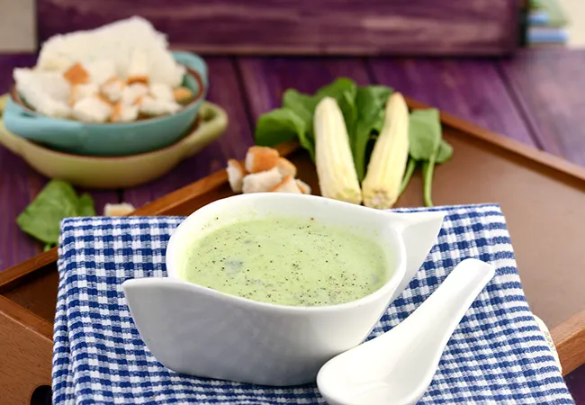  Spinach and Baby Corn Soup Or How To Make Palak Baby Corn Soup Recipe