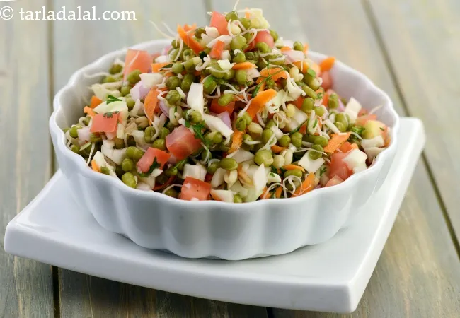 sprouted moong salad recipe | moong salad | healthy moong salad | moong veg salad