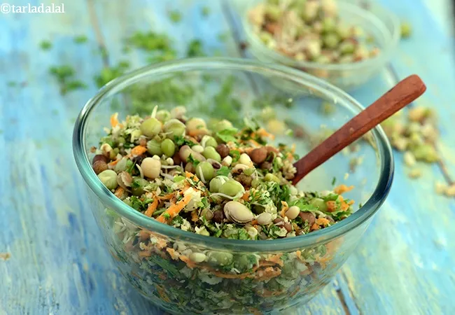 sprouts coconut salad recipe | sprouts salad with coconut | healthy mixed sprouts salad with coconut |