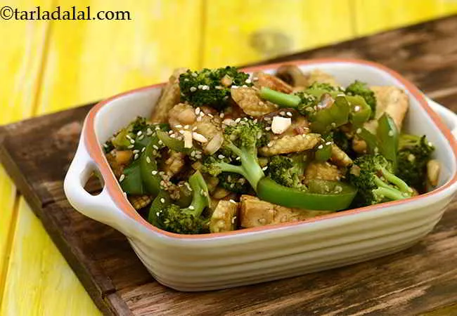 Stir- Fried Paneer, Broccoli and Baby Corn