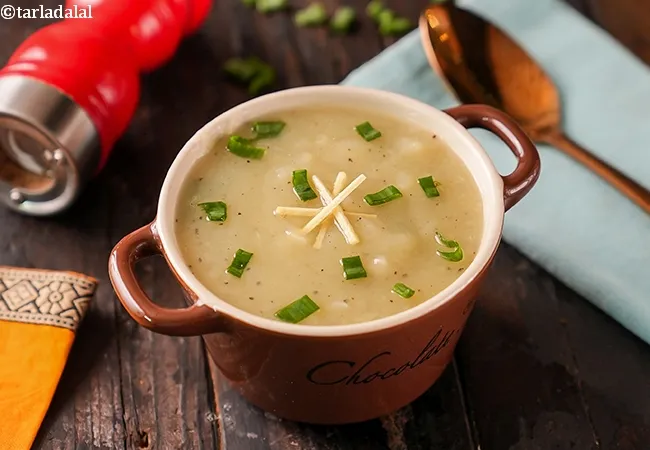 sweet potato and spring onion soup recipe | healthy sweet potato and onion soup | spring onion sweet potato soup