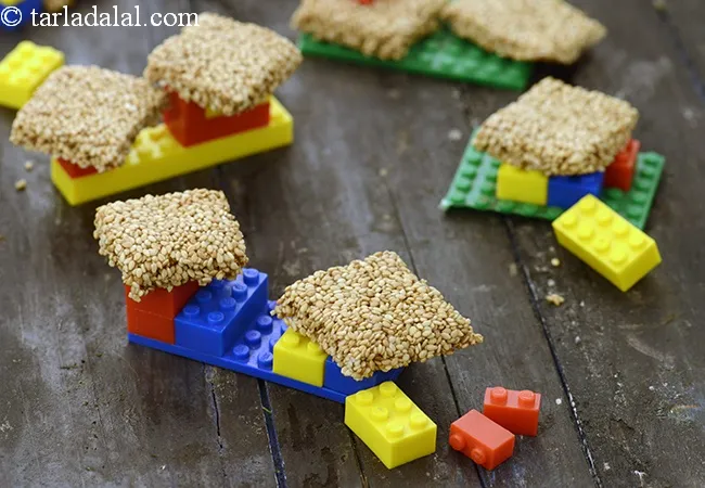 til chikki for kids recipe | til chikki with jaggery | healthy sesame bars | Indian sesame chikki |