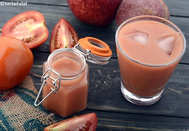 tomato apple drink recipe | tomato apple juice | healthy Indian apple tomato drink |