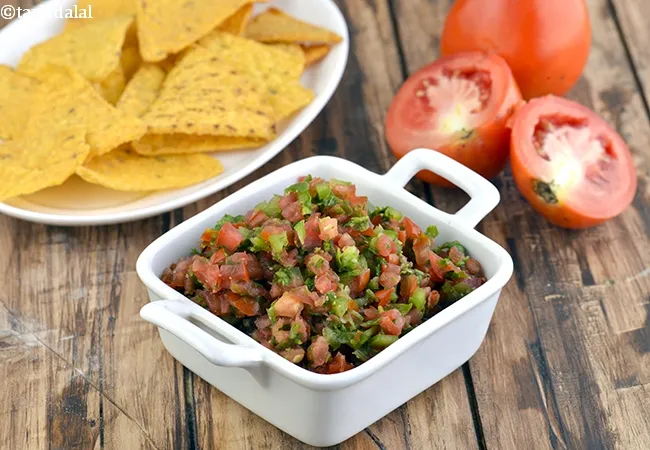 uncooked salsa recipe | Jain salsa | raw Mexican salsa | no cook salsa |