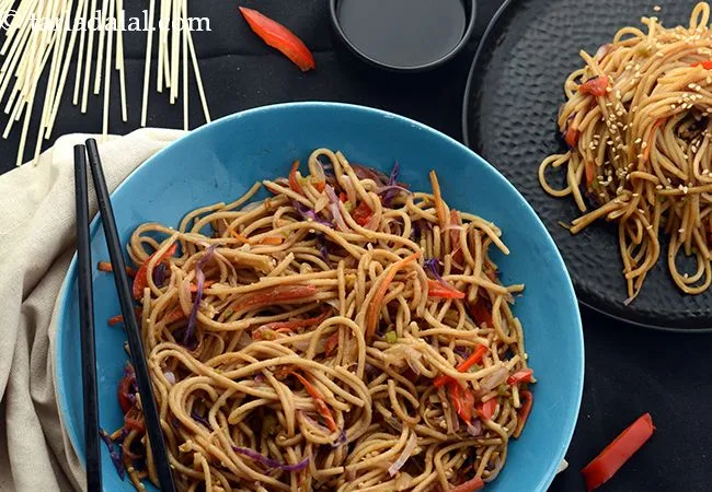 veg soba noodles recipe | Indian style soba noodles | eggless veg buckwheat noodles |