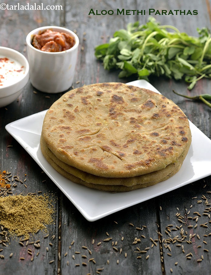Aloo Methi Paratha recipe, Punjabi Methi Aloo Paratha