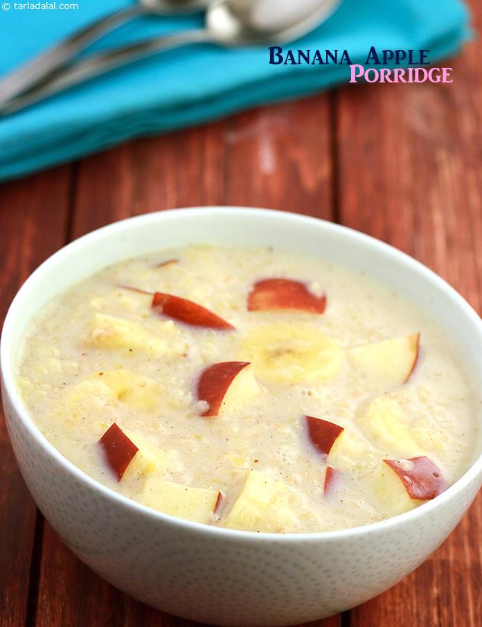 banana apple porridge recipe | banana apple dalia and oats porridge