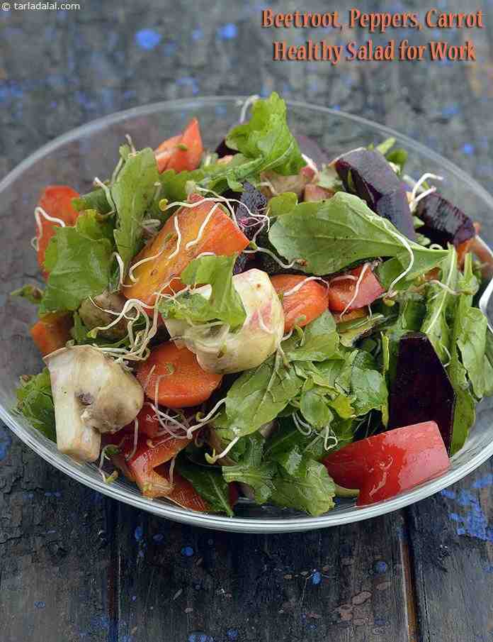 Beetroot, Peppers, Carrot Healthy Salad for Work recipe