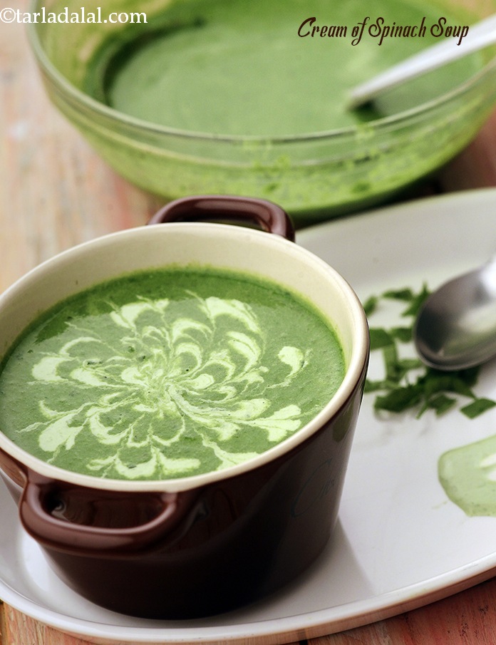 Cream Of Spinach Soup recipe  by Tarla Dalal  Tarladalal 