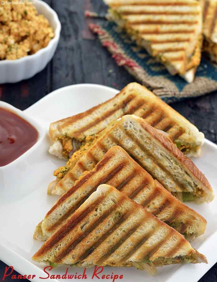 paneer sandwich recipe | grilled paneer sandwich | Indian style paneer ...