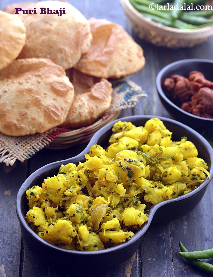 Puri Bhaji, Poori Bhaji, Aloo Puri Bhaji Recipe