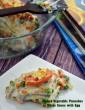 Baked Vegetable Pancakes in White Sauce with Eggs