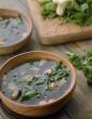 Clear Soup with Spinach and Mushrooms in Hindi