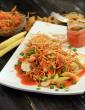 Fried Noodles with Paneer, Baby Corn and Tomato Sauce
