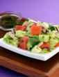 Lettuce, Tomato and Cucumber Salad with Basil Dressing