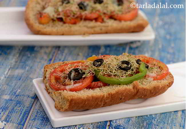 Alfalfa Sprouts Open Sandwich ( Vitamin A and Calcium Rich Recipe )