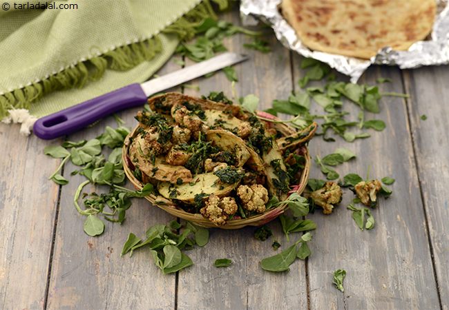 aloo gobi methi tuk recipe | Indian style aloo gobhi methi tuk | potato cauliflower and fenugreek sabzi | easy Sindhi recipe