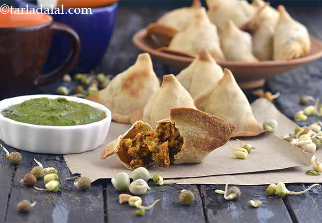 Baked Samosa with Mixed Sprouts, Healthy Snack