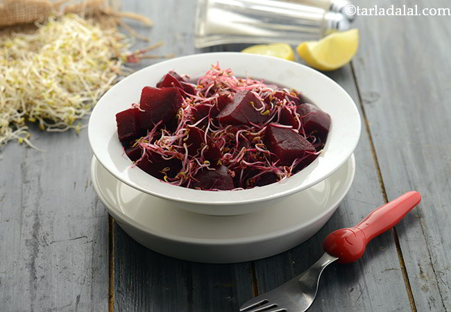 Beet and Sprouts Salad, Healthy Sprouted Beetroot Salad