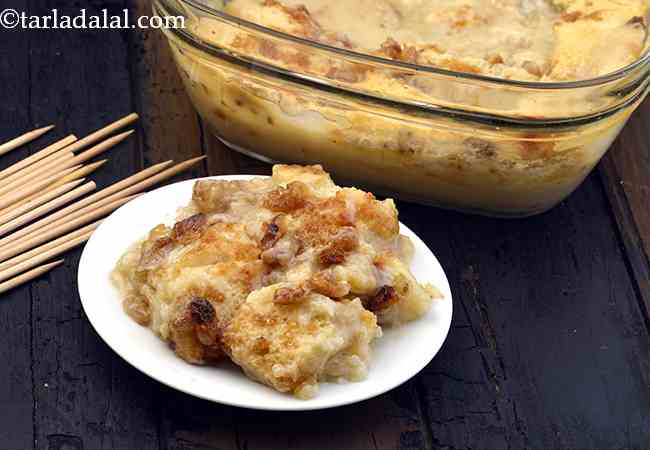 Bread and Butter Pudding, Eggless Bread and Butter Pudding Recipe