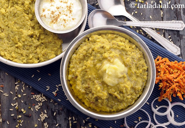 Healthy brown rice and moong dal khichdi