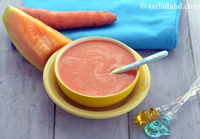 बच्चों के लिए गाजर और खरबूजे का जूस रेसिपी | ६ महीने के शिशु के लिए गाजर खरबूजे का जूस