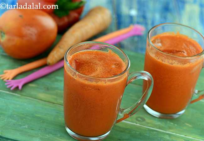  गाजर और लाल शिमला मिर्च का ज्यूस - Carrot and Red Pepper Juice 