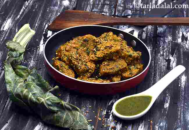 Cauliflower Greens and Besan Muthia