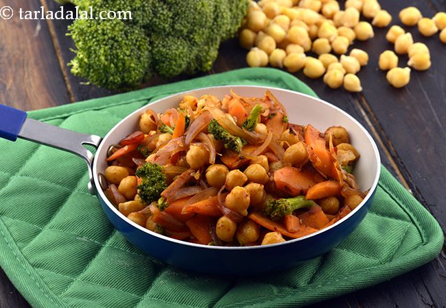 Chick Pea, Broccoli and Carrot Stir Fry, Protein Rich Recipe
