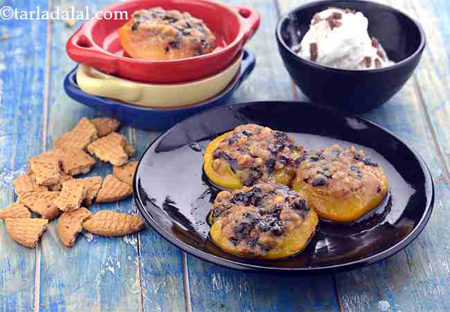  Chocolate Cinnamon Peaches, Stuffed Canned Peaches with Vanilla Ice-cream