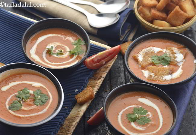  मलाइदार टमाटर का सूप या टमाटर का शोरबा की रेसिपी - Cream Of Tomato Soup