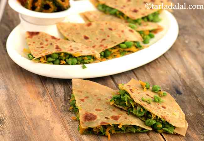 Green Pea and Carrot Paratha