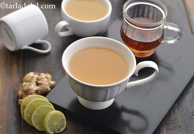 सर्दी और खांसी के लिए शहद अदरक की चाय | खांसी के लिए अदरक शहद पियें | कोल्ड के लिए नींबू शहद अदरक पियें