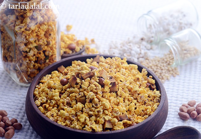 Jowar Dhani Popcorn with Coconut and Peanuts