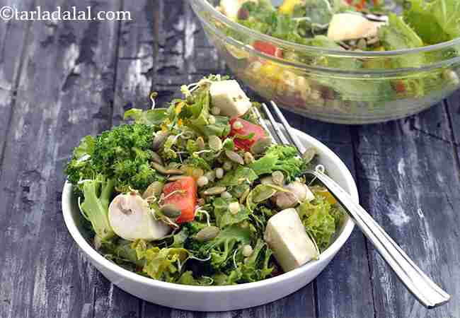 ज्वार केल पालक वेज एंटीऑक्सिडेंट स्वास्थ्य सलाद - Jowar Kale Palak Veg Antioxidant Healthy Office Salad