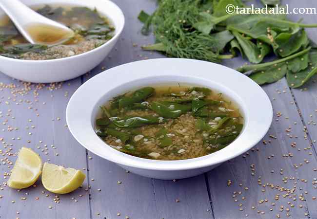 Lemony Quinoa and Baby Spinach Soup, Healthy and Weight Loss Soup