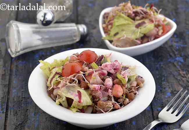 मिक्स स्प्राउट्स बीट हेल्दी लंच वेज सलाद रेसिपी | मिक्स स्प्राउट्स हेल्दी वेज सलाद - Mixed Sprouts Beetroot Healthy Lunch Veg Salad