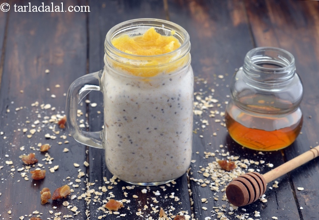 ओटमील बदाम का दूध संतरे के साथ रेसिपी | पौष्टिक सुबह का नाश्ता | नारंगी चिया सीड्स ओट्स | Oatmeal Almond Milk with Oranges, Healthy Breakfast