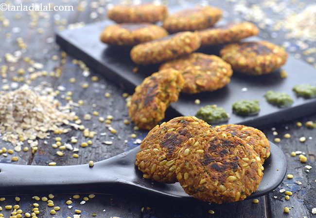  ओट्स मूंग दाल टिक्की - Oats Moong Dal Tikki 